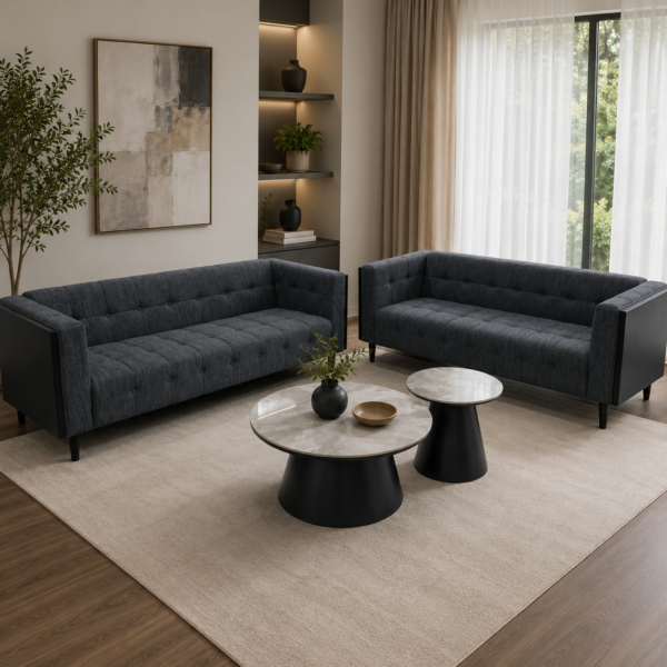 Noble Tufted 3 Seater Sofa Set GREY