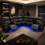 Corner Sectional Sofa With Power Cord Recliner BLACK