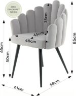 Shell Shape Velvet Chair GREY - Image 3