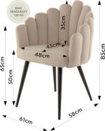 Shell Shape Velvet Chair BEIGE - Image 3