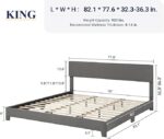 Usan Panel Headboard Bedframe King Size DARK GREY - Image 3