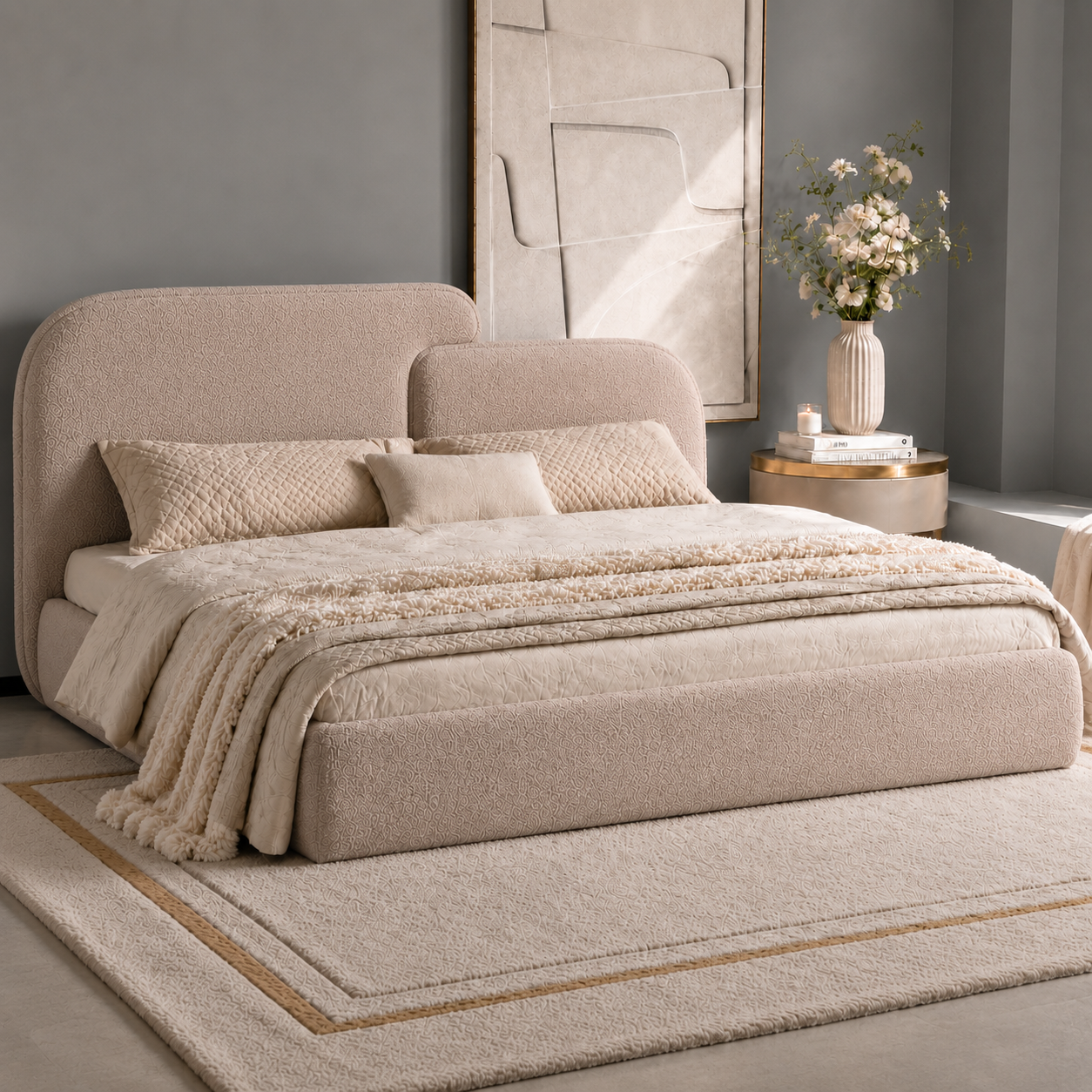 77f418f4-67cd-4fad-a81b-a7ac5c40c1f3 Elizabeth Upholstery Covered Bed Frame KING - Image 1