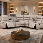 Air Leather Recliner Set LIGHT GREY