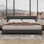 Usan Panel Headboard Bedframe King Size DARK GREY - Image 2