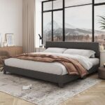 Usan Panel Headboard Bedframe King Size DARK GREY