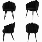 Shell Shape Velvet Chair BLACK - Image 2
