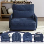 Adjustable Single Floor Sofa Bed BLUE - Image 3