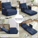 Adjustable Single Floor Sofa Bed BLUE - Image 5