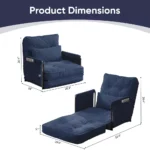 Adjustable Single Floor Sofa Bed BLUE - Image 2