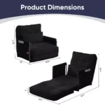 Adjustable Single Floor Sofa Bed BLACK - Image 2
