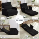 Adjustable Single Floor Sofa Bed BLACK - Image 4