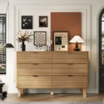 Wave Pattern 6 Drawer Chest Natural Oak