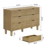 Wave Pattern 6 Drawer Chest Walnut - Image 3