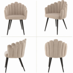 Shell Shape Velvet Chair BEIGE - Image 2