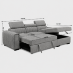 Carlos Corner Sofa Bed DARK GREY - Image 3