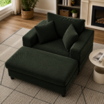 Upholstered Lounge Chair With Ottoman Green