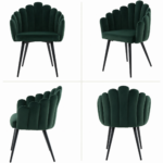 Shell Shape Velvet Chair GREEN - Image 2