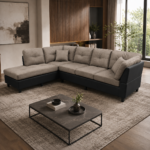Sectional Sofa Set Grey W/Black Left Chaise
