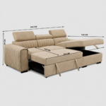 Carlos Corner Sofa Bed WHEAT - Image 3