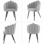 Shell Shape Velvet Chair GREY - Image 2