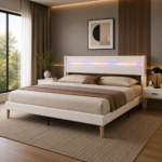Wing Back Head Board Beige KING
