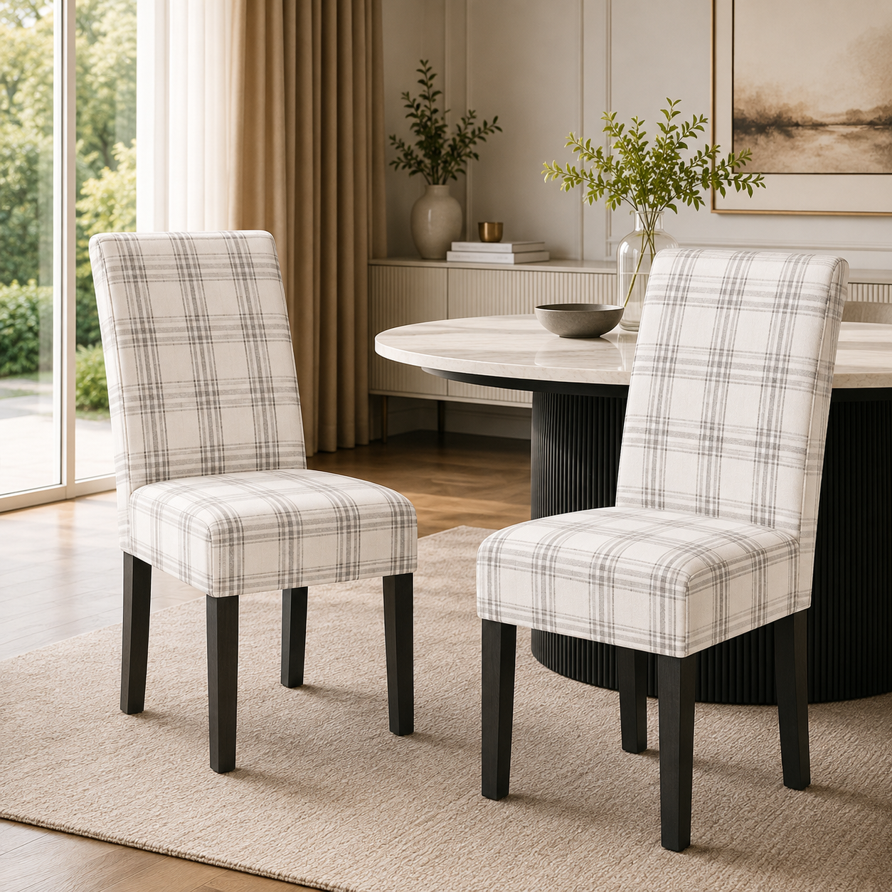 e531e6a7-0f2b-441d-ad71-3c95a4ec1bec Christopher Dining Chair– Grey Plaid (PAIR) - Image 1