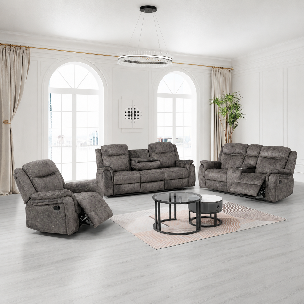 fb204a6f-9422-4899-93f5-9a958fd192ff (1) Manual Glider Recliner 3+2+1 DARK GREY - Image 1