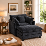 Oversized Accent Chair with matching Ottoman BLACK