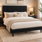 Ailun Upholstered Bed Frame FULL SIZE- Black Velvet