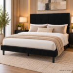 Ailun Upholstered Bed Frame QUEEN SIZE- Black Velvet