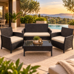 Traditional 4pc Garden Set- BLACK & BEIGE