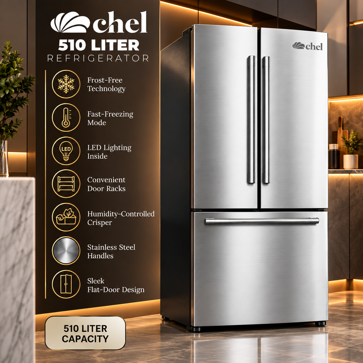 4c4dfae3-307c-4bea-b894-2896d9a0827b Chel 510 Liter Refrigerator - Image 1
