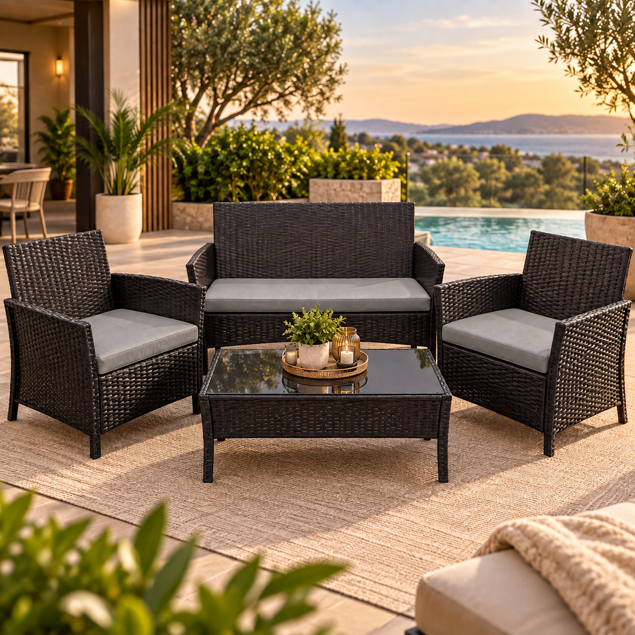 540382c8-cd98-42fe-85b4-b10c268a574b Traditional 4pc Garden Set- BLACK & GREY - Image 1