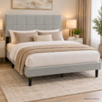 Ailun Upholstered Bed Frame FULL SIZE- Grey Linen