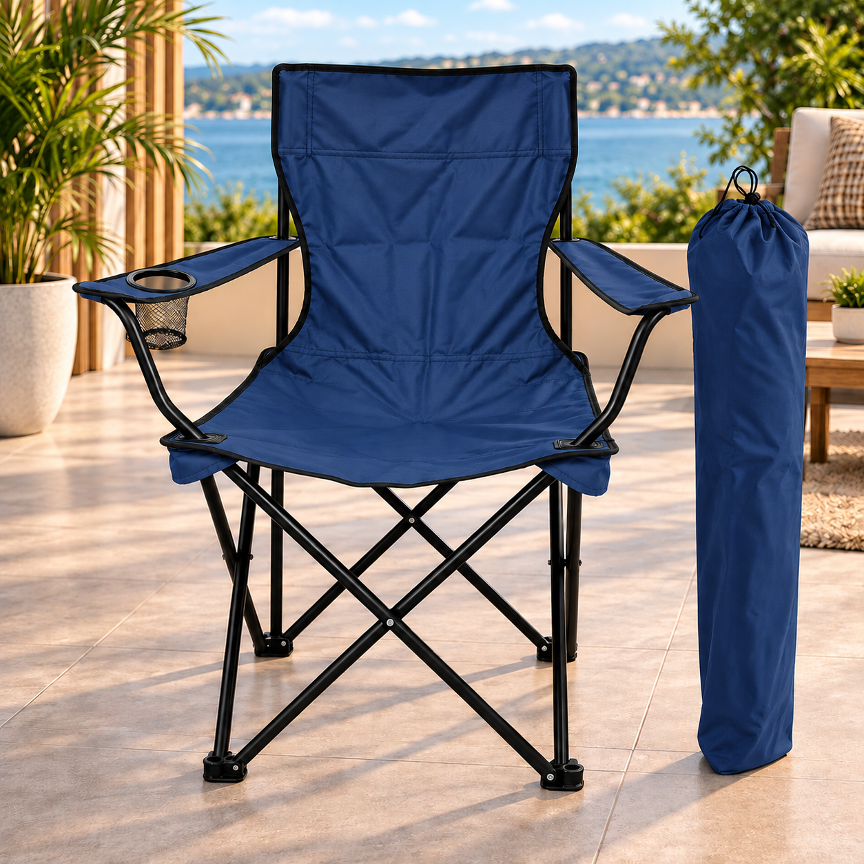 63e502da-124a-46fb-aaf6-5bcb5fac4d54 Folding Camping Chair NAVY - Image 1
