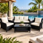 Zestaw 4pcs Patio Set BROWN + BEIGE