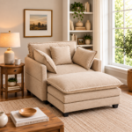 Oversized Accent Chair with matching Ottoman KHAKI