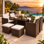 Cannes Outdoor Set 9pc BROWN+BEIGE