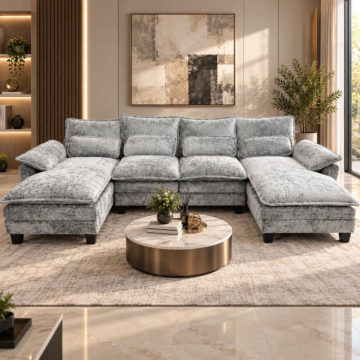 7500ee07-c80d-47e2-bbca-9e7b5376fc53 U Shape Sleeper Sofa DARK GREY - Image 1