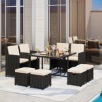 Cube Outdoor Set 9pc BLACK + BEIGE