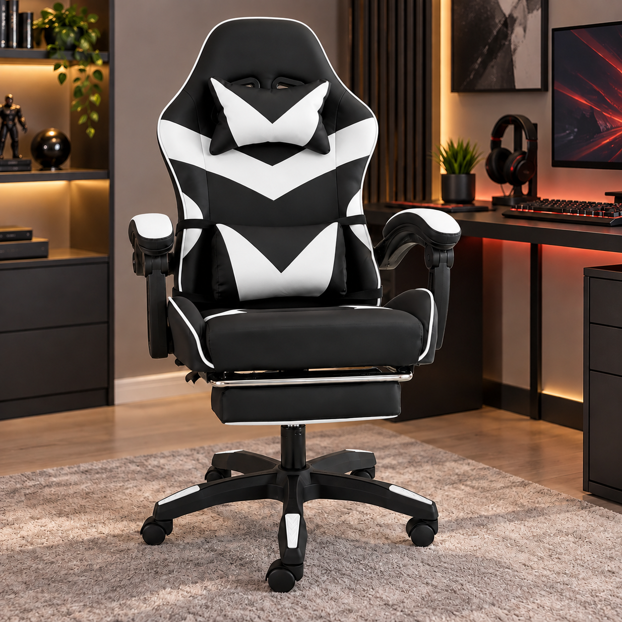 8a6ebc8f-8399-4889-8cb0-f3b955531239 Cueva Gaming Chair BLACK & WHITE - Image 1