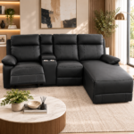 Corner Recliner Sofa BLACK Right Chaise