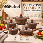 Chel Die Casting 10pc Aluminum Cookware Set BROWN