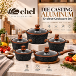 Chel Die Casting 10pc Aluminum Cookware Set BLACK