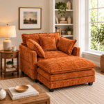 Oversized Accent Chair with matching Ottoman ORANGE