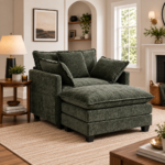 Oversized Accent Chair with matching Ottoman GREEN