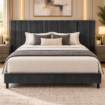 XL 3-Panel Headboard Upholstered Bed Frame KING