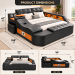 Smart Multifunctional King Size Bed – Black - Image 3