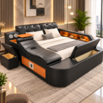 Smart Multifunctional King Size Bed – Black - Image 2
