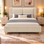 Iselys Queen Bed Frame- BEIGE